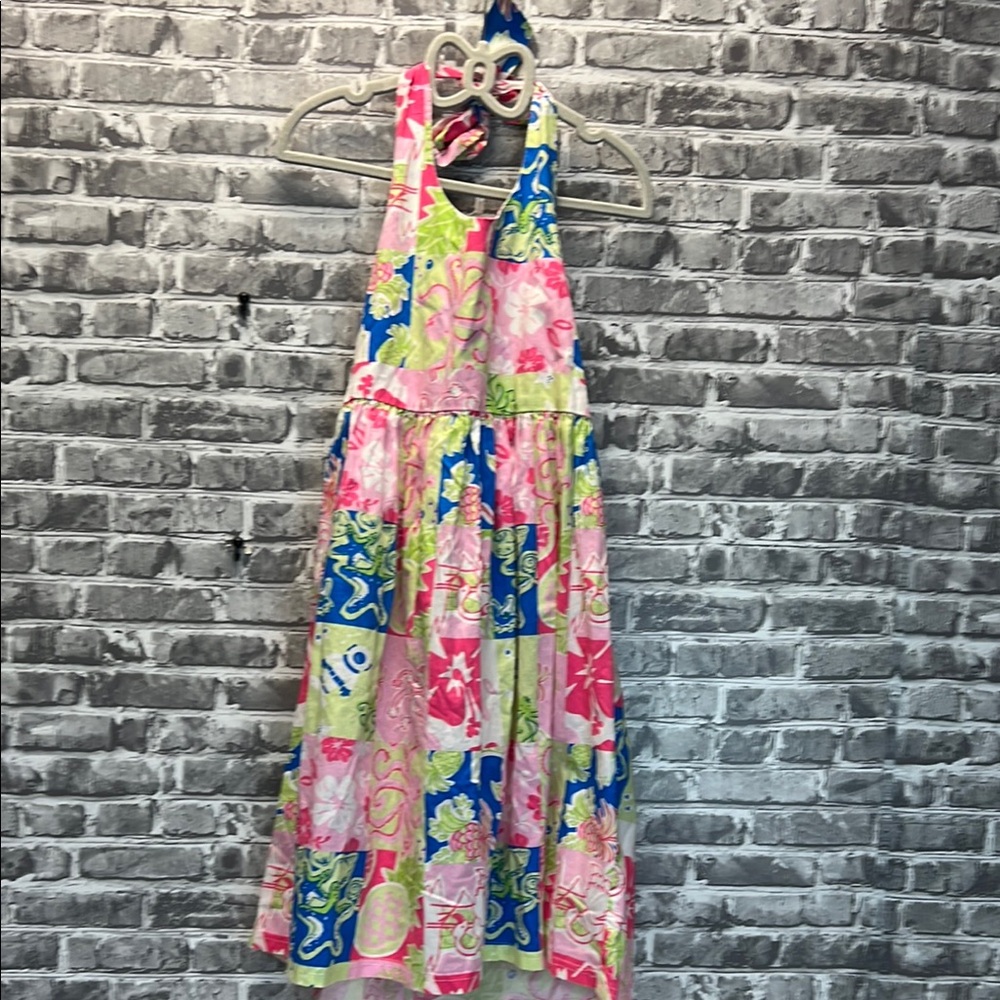 Girls Colorful Sleeveless halter Dress with Tropical Print - Picture 4 of 8